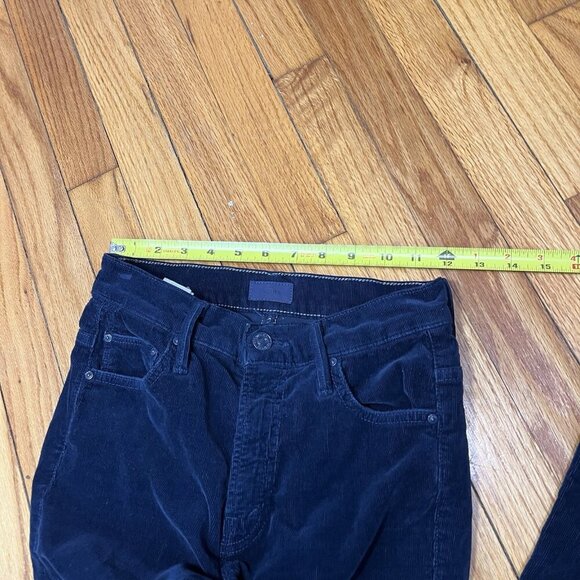 Mother Insider Crop Step Fray Pants in Navy Blue Corduroy Hopscotch Size 24 - Picture 10 of 10